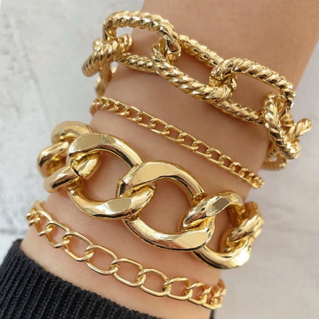 New Chain Link 4 Piece Bracelet Set